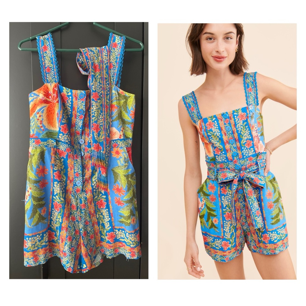 SOLD **FARM Rio Stuched Garden Blue Romper
